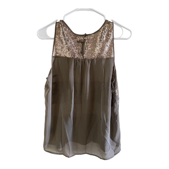 𝅺NWT NOELLE LADIES SEQUIN DESIGN BROWN SLEEVELESS TANK TOP SIZE S/M - Picture 3 of 3